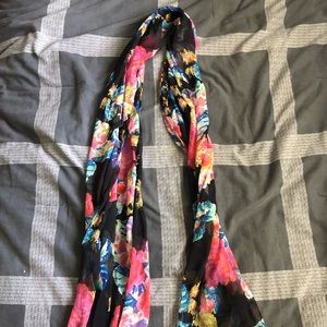 Black & Floral sheer scarf
